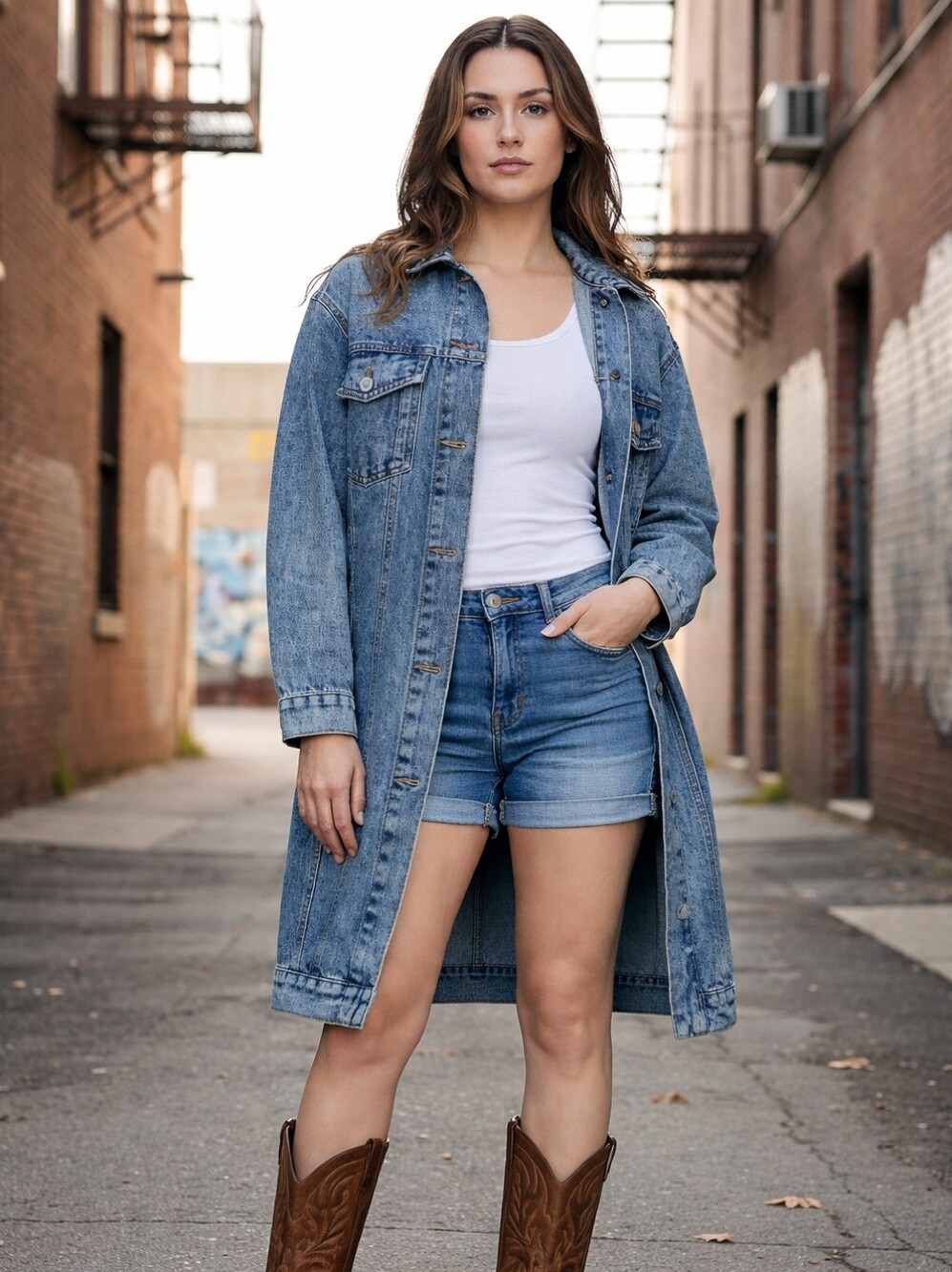 - Thrill Denim Long Jean jacket